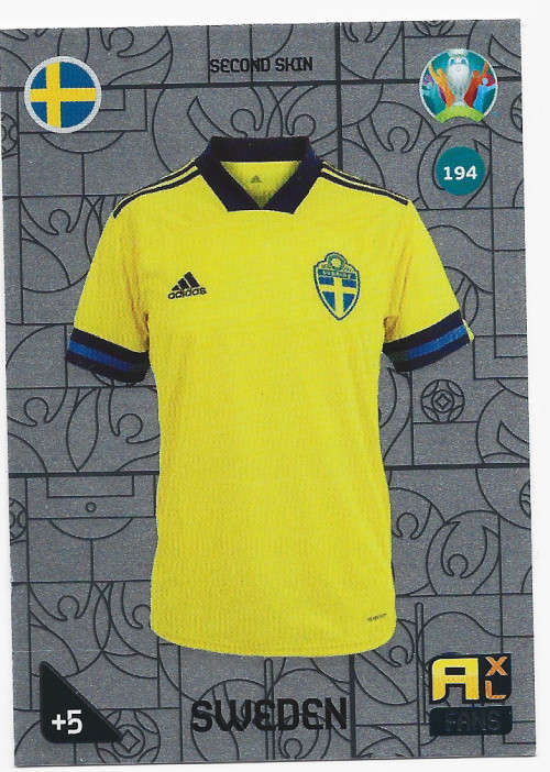 SWEDEN- PANINI  `EURO 2020 KICK OFF` -  FOIL `SECOND SKIN FANS` TRADING CARD 194