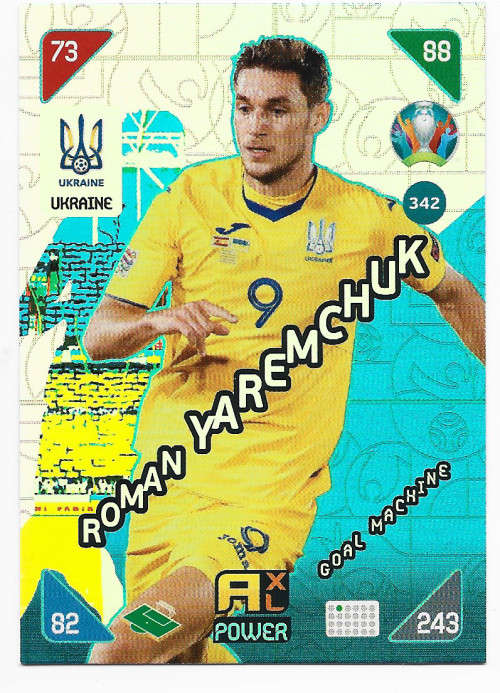ROMAN YAREMCHUK - PANINI  `EURO 2020 KICK OFF` -  FOIL `GOAL MACHINE` TRADING CARD 342