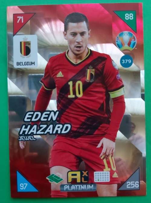 EDEN HAZARD - EURO 2020 - `PANINI EURO 2020` - PLATINUM `JEWEL` TRADING CARD 379