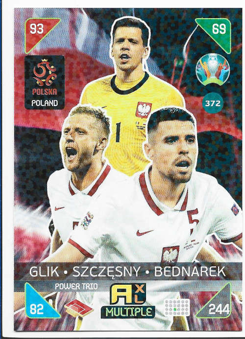 POLAND - PANINI  `EURO 2020 KICK OFF` -  FOIL `POWER TRIO` TRADING CARD 372