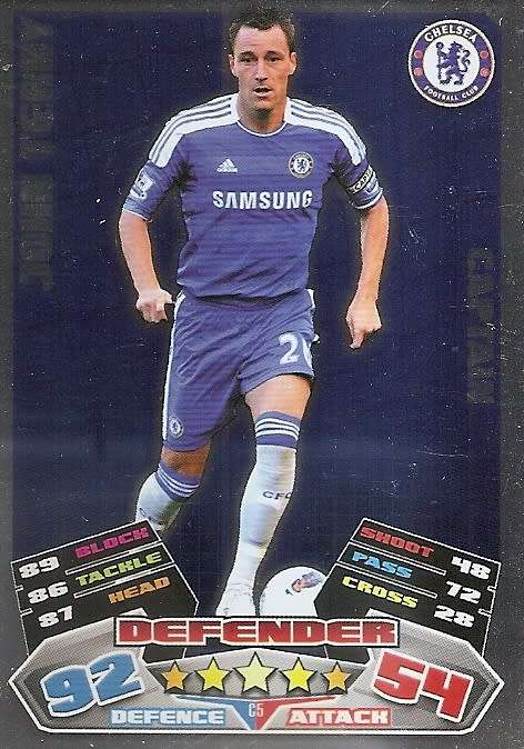 JOHN TERRY -  TOPPS `MATCH ATTAX` 2012 - FOIL `CAPTAIN` TRADING CARD