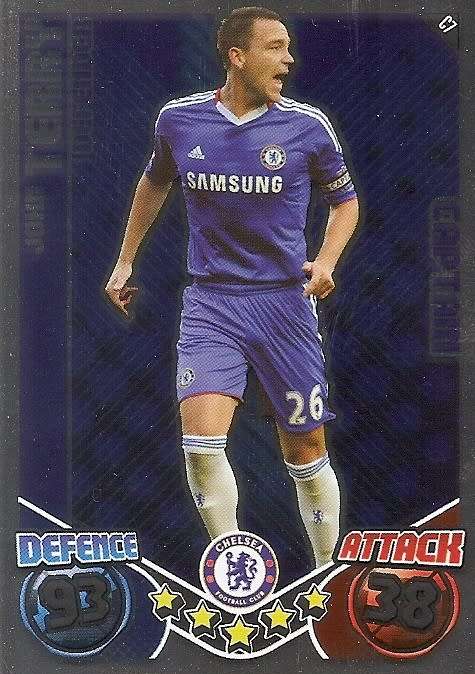 JOHN TERRY - TOPPS `MATCH ATTAX` 2010/2011 - FOIL `CAPTAIN` TRADING CARD