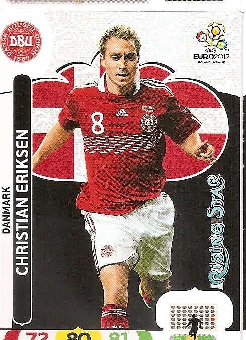 CHRISTIAN ERIKSEN - PANINI  `ÜEFA EURO 2012` EDITION - `RISING STAR` TRADING CARD