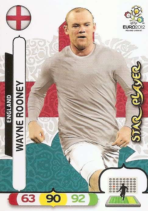 WAYNE ROONEY - PANINI  `ÜEFA EURO 2012` EDITION - `STAR PLAYER` TRADING CARD