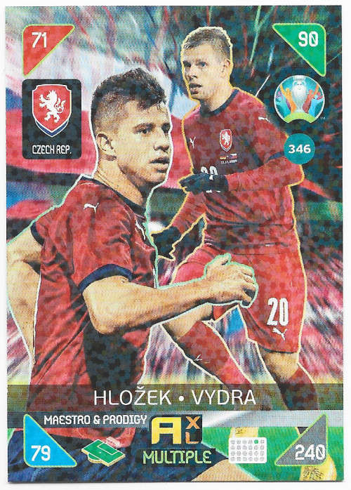 CECH REPUBLIC - PANINI  `EURO 2020 KICK OFF` -  FOIL `Maestro and Prodigy` TRADING CARD 346