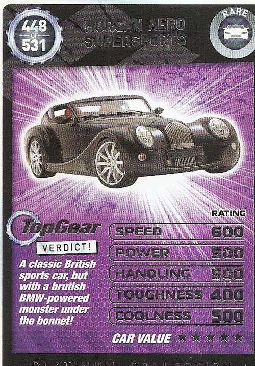 TOP GEAR `PLATINUM` COLLECTION -  MORGAN AERO SUPERSPORTS TRADING CARD 448