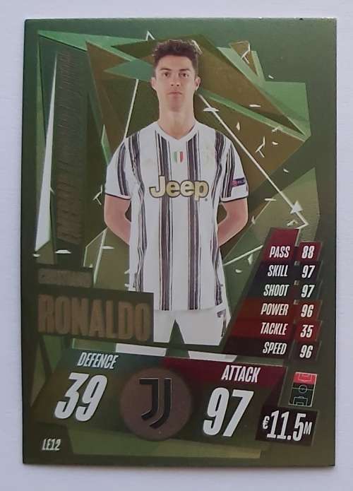 CRISTIANO RONALDO - TOPPS `CHAMPIONS LEAGUE` 2021 - RARE `EMERALD LIMITED EDITION` TRADING CARD LE12