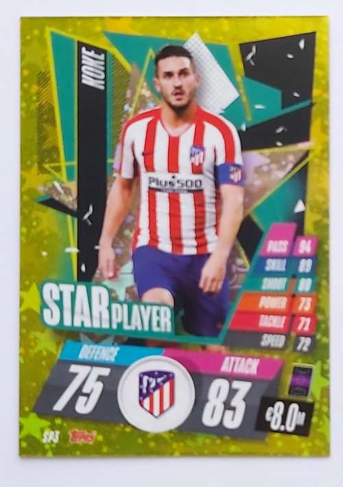 KOKE (Atletico Madrid) - TOPPS `CHAMPIONS LEAGUE` 2020/2021 - GOLD `STAR PLAYER` CARD SP3