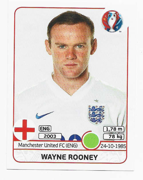 WAYNE ROONEY - PANINI EUFA EURO 2016 STICKER COLLECTION - STICKER 145
