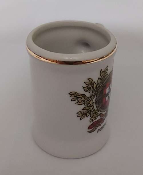 PORTUGAL SOUVENIR CERAMIC MINIATURE MUG - 45mm Dia. x 65mm Tall - in Excelent Condition