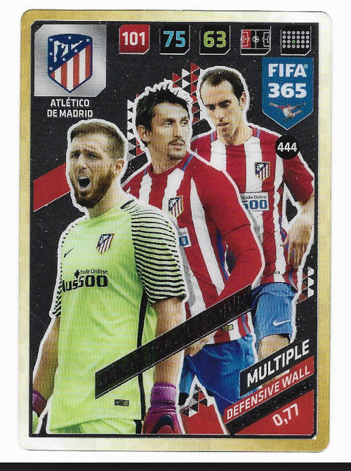 OBLAK/SAVIC/GODIN (A. Madrid) - PANINI `FIFA 365 2018` EDITION - ACETATE CLEAR `MULTIPLE` CARD