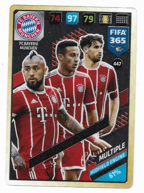 VIDAL/THIAGO/MARTI (Bayern M.) - PANINI `FIFA 365 2018` EDITION - ACETATE CLEAR `MULTIPLE` CARD