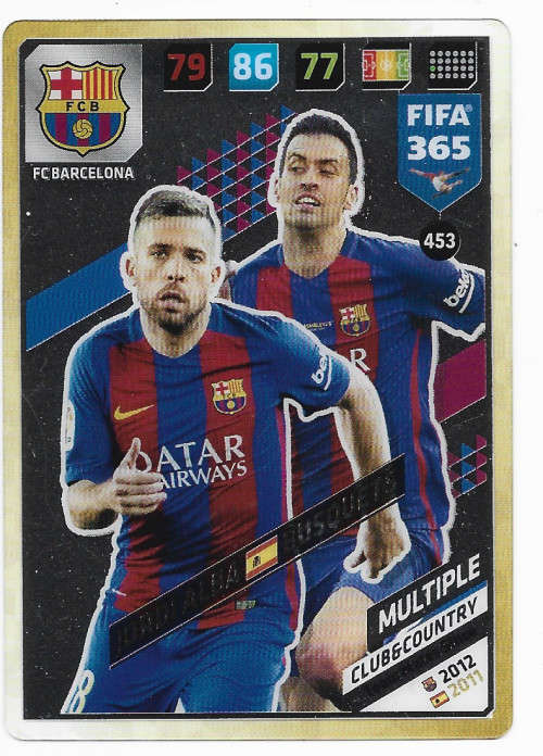 ALBA/BUSQUETS (Barcelona) - PANINI `FIFA 365 2018` EDITION - ACETATE CLEAR `MULTIPLE` CARD