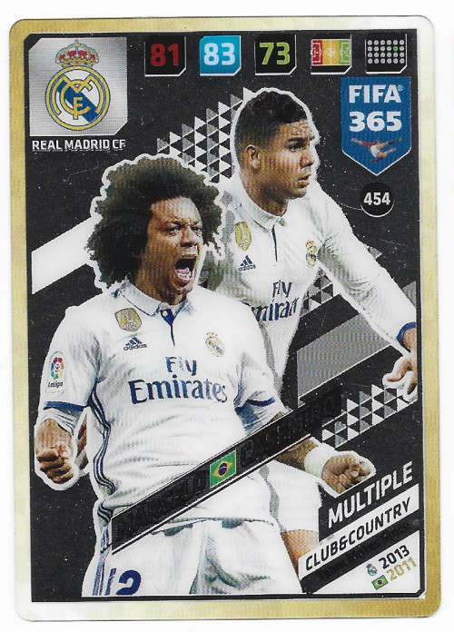 MARCELO/CASEMIRO (R. Madrid) - PANINI `FIFA 365 2018` EDITION - ACETATE CLEAR `MULTIPLE` CARD