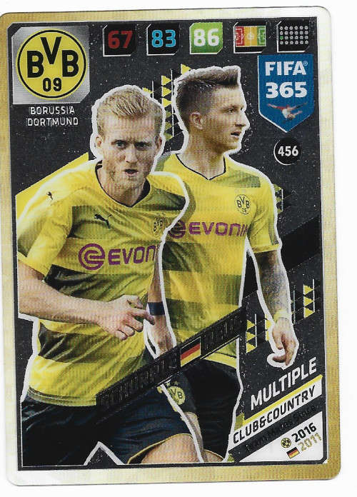 REUS/SCHURRLE (Dortmund) - PANINI `FIFA 365 2018` EDITION - ACETATE CLEAR `MULTIPLE` CARD