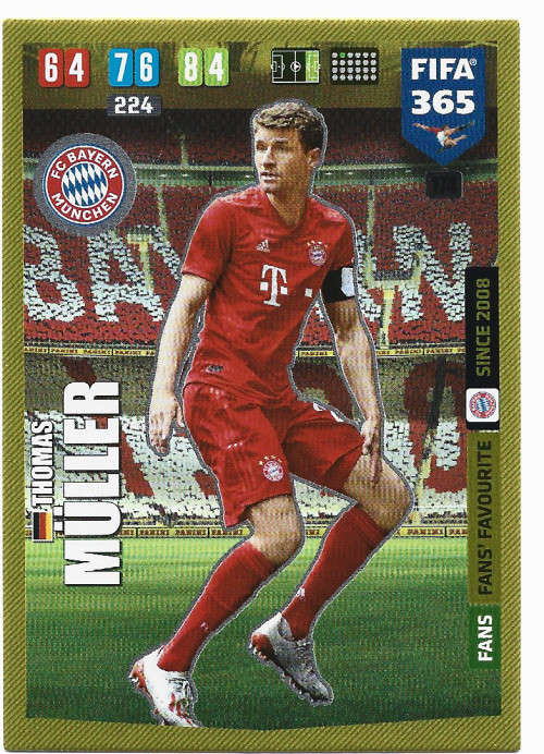 THOMAS MULLER - PANINI `FIFA 365` 2020 COLLECTION - FOIL `FANS FAVOURITE` TRADING CARD 174
