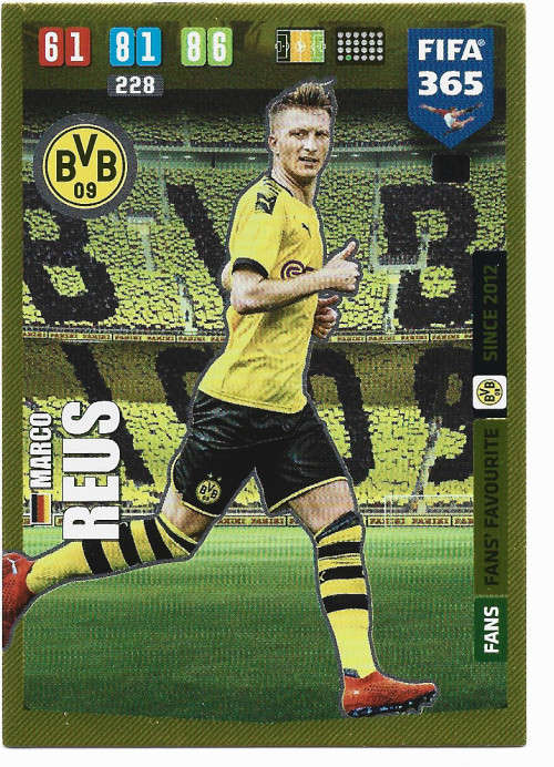 MARCO REUS - PANINI `FIFA 365` 2020 COLLECTION - FOIL `FANS FAVOURITE` TRADING CARD 191