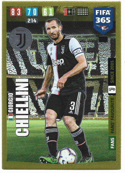 GIORGIO CHIELLINI - PANINI `FIFA 365` 2020 COLLECTION - FOIL `FANS FAVOURITE` TRADING CARD 245