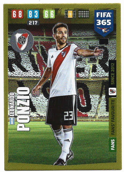 LEONARDO PONZIO - PANINI `FIFA 365` 2020 COLLECTION - FOIL `FANS FAVOURITE` TRADING CARD 301