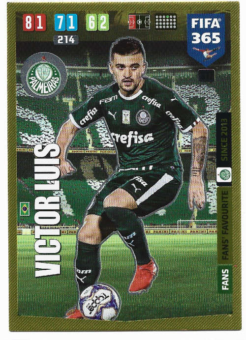 VICTOR LUIS - PANINI `FIFA 365` 2020 COLLECTION - FOIL `FANS FAVOURITE` TRADING CARD 317