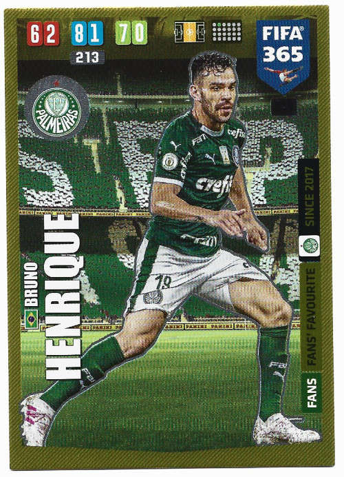 BRUNO HENRIQUE - PANINI `FIFA 365` 2020 COLLECTION - FOIL `FANS FAVOURITE` TRADING CARD 319