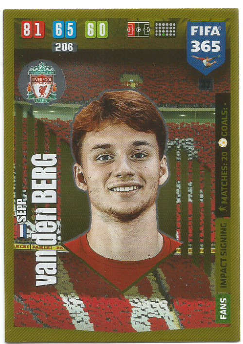 SEPP VAN DEN BERG - PANINI `FIFA 365` 2020 COLLECTION - FOIL `IMPACT SIGNING` TRADING CARD 32