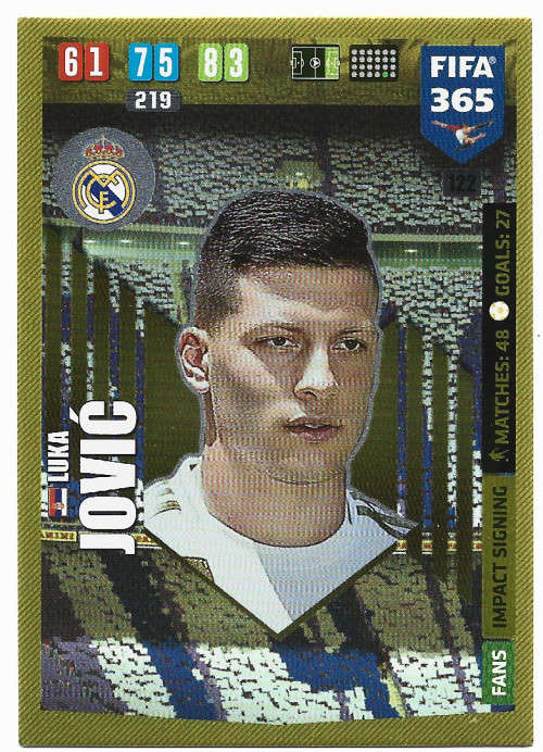 LUKA JOVIC - PANINI `FIFA 365` 2020 COLLECTION - FOIL `IMPACT SIGNING` TRADING CARD 122