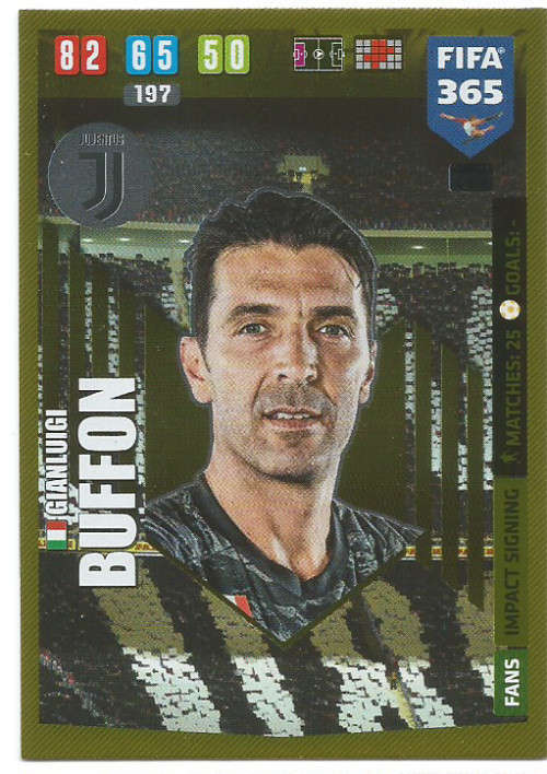 GIGI BUFFON - PANINI `FIFA 365` 2020 COLLECTION - FOIL `IMPACT SIGNING` TRADING CARD 246
