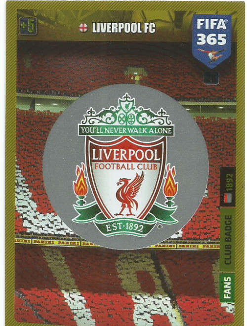 LIVERPOOL FC - PANINI `FIFA 365` 2020 COLLECTION - FOIL `CLUB EMBLEM` TRADING CARD 28