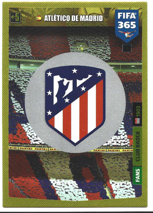 ATLETICO DE MADRID - PANINI `FIFA 365` 2020 COLLECTION - FOIL `CLUB EMBLEM` TRADING CARD 82