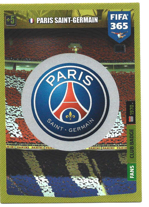 PARIS SAINT GERMAIN - PANINI `FIFA 365` 2020 COLLECTION - FOIL `CLUB EMBLEM` TRADING CARD 154