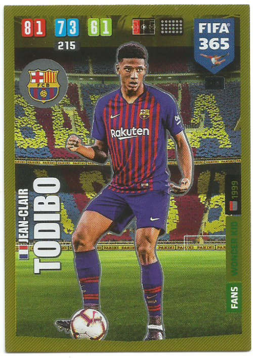 JEAN CLAIRE TOBIDO - PANINI `FIFA 365` 2020 COLLECTION - FOIL `WONDER KID` TRADING CARD 105
