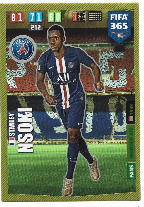 STANLEY NSOKI - PANINI `FIFA 365` 2020 COLLECTION - FOIL `WONDER KID` TRADING CARD 159