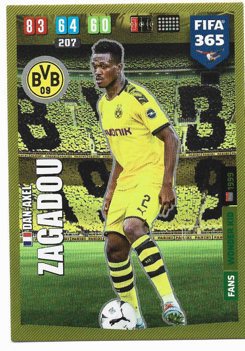 DAN AXEL ZAGADOU - PANINI `FIFA 365` 2020 COLLECTION - FOIL `WONDER KID` TRADING CARD 195