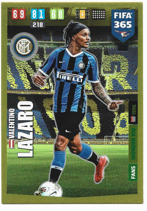 VALENTINO LAZARO - PANINI `FIFA 365` 2020 COLLECTION - FOIL `WONDER KID` TRADING CARD 231