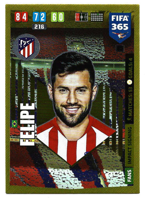 FELIPE - PANINI `FIFA 365` 2020 COLLECTION - FOIL `IMPACT SIGNING` TRADING CARD 85
