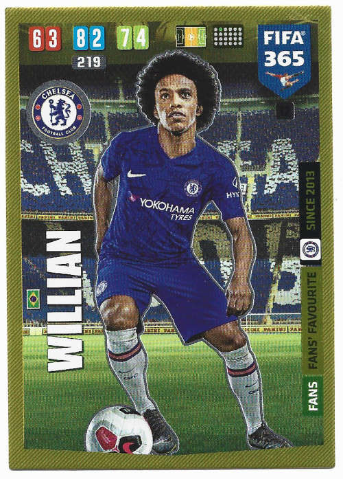WILLIAM - PANINI `FIFA 365` 2020 COLLECTION - FOIL `FANS FAVOURITE` TRADING CARD 12