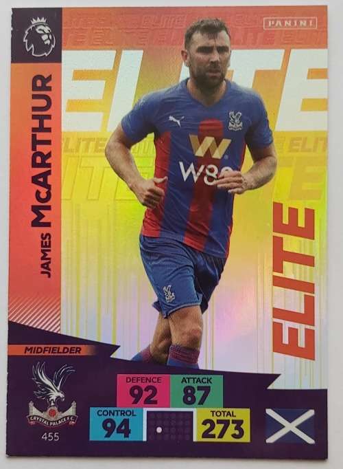 JAMES McARTHUR - ENGLISH PREMIER LEAGUE 20202021 - ORANGE FOIL `ELITE` TRADING CARD 455