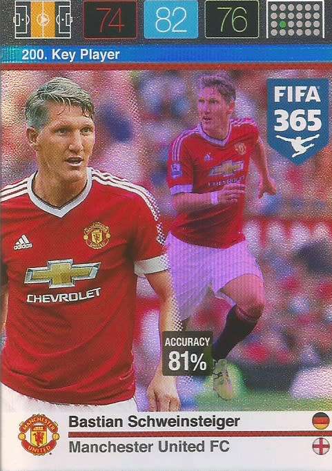 BASTIAB SCHWEINSTEIGER - PANINI `FIFA 365` 2016 COLLECTION - FOIL  `KEY PLAYER` TRADING CARD 200