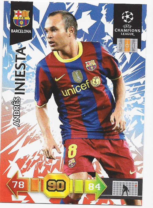 ANDRES INIESTA (Barcelona) - PANINI `CHAMPIONS LEAGUE` 2010/11 - `BASE` TRADING CARD