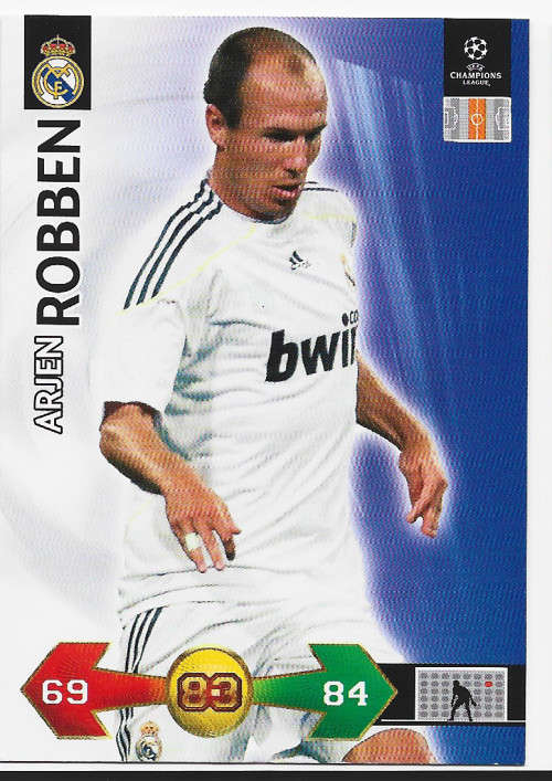 ARJEN ROBBEN (R. Madrid) - PANINI CHAMPIONS LEAGUE `S/STRIKES` 2009/10 - `BASE` TRADING CARD