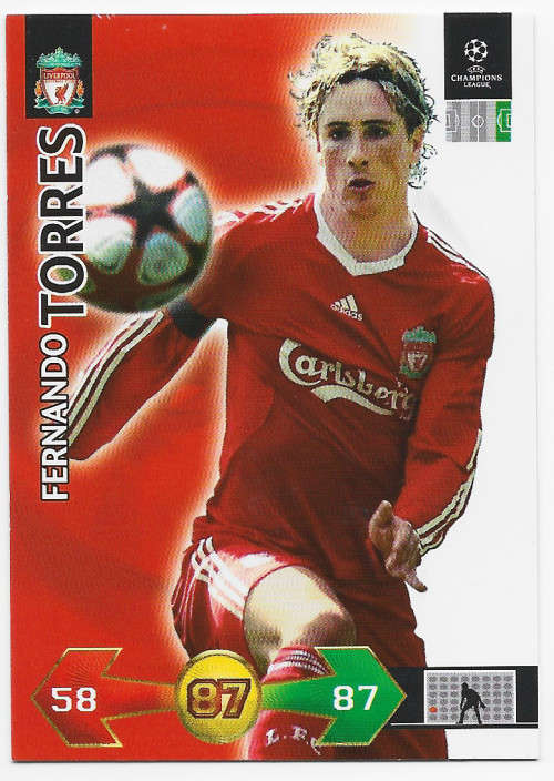 FERNANDO TORRES (Liverpool) - PANINI CHAMPIONS LEAGUE `S/STRIKES` 2009/10 - `BASE` TRADING CARD