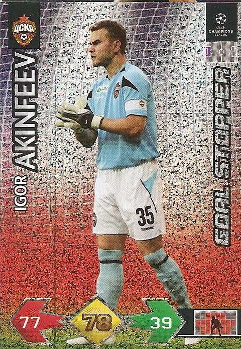 I. AKINFEEV - PANINI `CHAMPIONS LEAGUE S/STRIKES` 2009/10 - FOIL `GOAL STOPPER` TRADING CARD