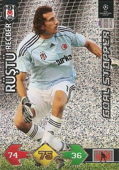 RUSTU - PANINI `CHAMPIONS LEAGUE S/STRIKES` 2009/10 - FOIL `GOAL STOPPER` TRADING CARD