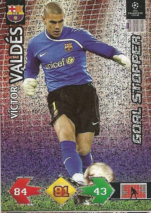 VICTOR VALDES - PANINI `CHAMPIONS LEAGUE S/STRIKES` 2009/10 - FOIL `GOAL STOPPER` TRADING CARD