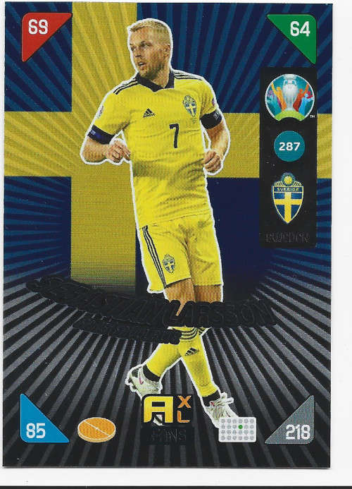 SEB. LARSSON - PANINI  `EURO 2020 KICK OFF` -  FOIL `FANS FAVOURITE` TRADING CARD 287