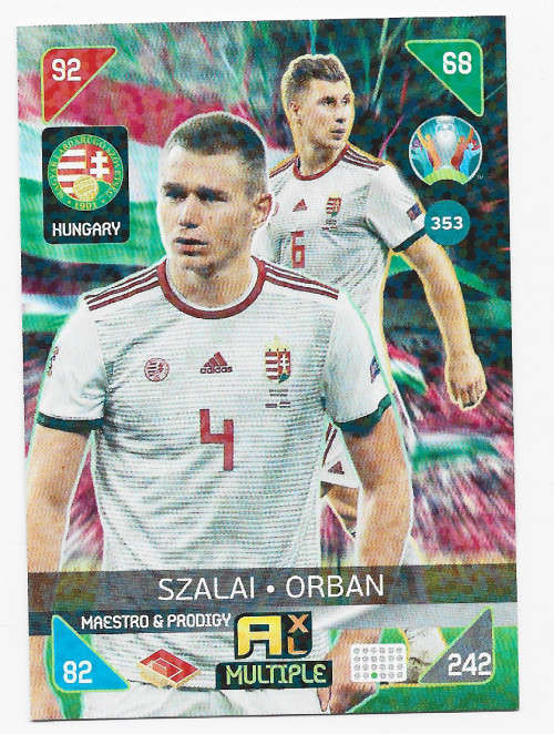 HUNGARY - PANINI  `EURO 2020 KICK OFF` -  FOIL `Maestro and Prodigy` TRADING CARD 353