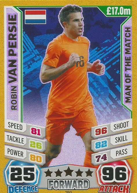 ROBIN VAN PERSIE - TOPPS `MATCH ATTAX WORLD CUP 2014` BRAZIL - FOIL `MAN of the MATCH` TRADING CARD