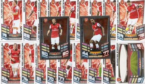 ARSENAL FC - TOPPS `MATCH ATTAX` 2012/2013 - COMPLETE TEAM SET of 20 `FOIL and BASE` TRADING CARDS