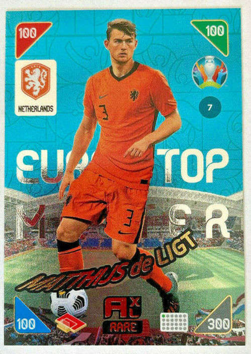 MATTHIJS DE LIGT - EURO 2020 - `PANINI EURO 2020` - BLUE FOIL `TOP MASTER` TRADING CARD 7